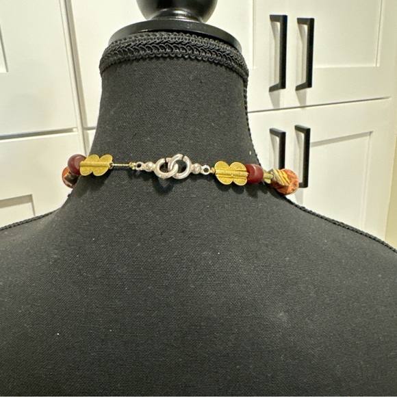 Vintage Handmade Artist Crafted Bead Necklace Stone Ceramic Hippie BoHo 19” - Picture 6 of 12